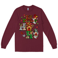 Burgundy christmas ho ho ho gnomes Long Sleeve Tee - BarkalooDesign