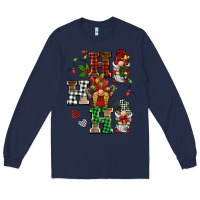 Navy christmas ho ho ho gnomes Long Sleeve Tee - BarkalooDesign