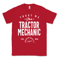 Red Tractor Mechanic Gift Funny Job Title Profession Birthday Idea Classic Tee - artisFamous
