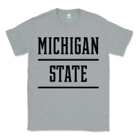 Heather Grey Michigan MI State vintage Athletic Style Classic Tee - artisFamous