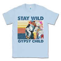 Dusty Blue stay wild gypsy child letter rainbow Classic Tee - artisFamous