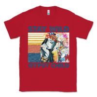 Red stay wild gypsy child letter rainbow Classic Tee - artisFamous