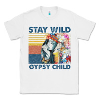 White stay wild gypsy child letter rainbow Classic Tee - artisFamous