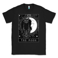 Black tarot card crescent moon and cat graphic Classic Tee - artisFamous