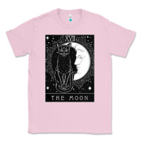 Bubblegum Pink tarot card crescent moon and cat graphic Classic Tee - artisFamous
