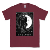 Burgundy tarot card crescent moon and cat graphic Classic Tee - artisFamous