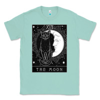 Seafoam tarot card crescent moon and cat graphic Classic Tee - artisFamous
