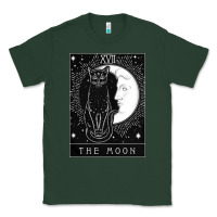 Sports Green tarot card crescent moon and cat graphic Classic Tee - artisFamous
