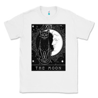 White tarot card crescent moon and cat graphic Classic Tee - artisFamous