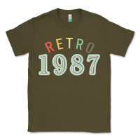 Army Green Retro 1987 Classic Tee - artisFamous