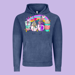 Unicorn Coffee Cups Vintage Hoodie Designed By Adodesignshop