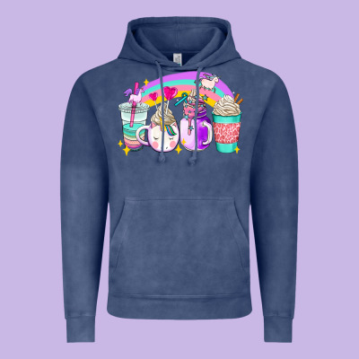 Unicorn Coffee Cups Vintage Hoodie Designed By Adodesignshop
