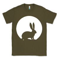 Army Green bunny and full moon funny Classic Tee - artisFamous