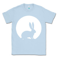 Dusty Blue bunny and full moon funny Classic Tee - artisFamous