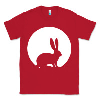 Red bunny and full moon funny Classic Tee - artisFamous