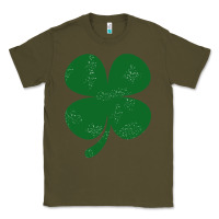 Army Green distressed green four leaf clover Classic Tee - artisFamous