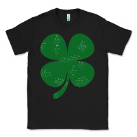 Black distressed green four leaf clover Classic Tee - artisFamous