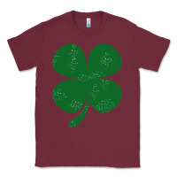 Burgundy distressed green four leaf clover Classic Tee - artisFamous