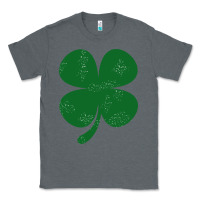 Charcoal Heather distressed green four leaf clover Classic Tee - artisFamous