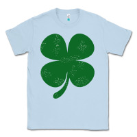 Dusty Blue distressed green four leaf clover Classic Tee - artisFamous