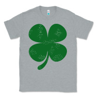 Heather Grey distressed green four leaf clover Classic Tee - artisFamous