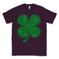 Plum distressed green four leaf clover Classic Tee - artisFamous