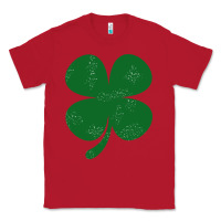 Red distressed green four leaf clover Classic Tee - artisFamous