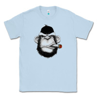 Dusty Blue Monkey Smoking Classic Tee - artisFamous