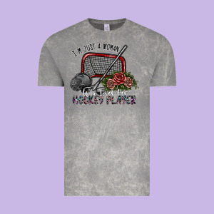 I'm Just A Woman Who Loves Her Hockey Player Vintage Tee Designed By Sublimationcraftshop