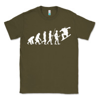 Army Green Snowboarding Evolution | Snowboard Mountain Winter Classic Tee - artisFamous