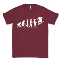 Burgundy Snowboarding Evolution | Snowboard Mountain Winter Classic Tee - artisFamous