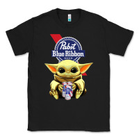 Black Baby Yoda Hugs Pabst Blue Ribbon Beer Classic Tee - artisFamous