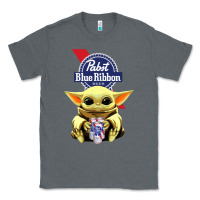 Charcoal Heather Baby Yoda Hugs Pabst Blue Ribbon Beer Classic Tee - artisFamous