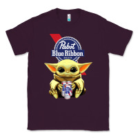 Plum Baby Yoda Hugs Pabst Blue Ribbon Beer Classic Tee - artisFamous