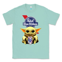 Seafoam Baby Yoda Hugs Pabst Blue Ribbon Beer Classic Tee - artisFamous