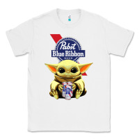 White Baby Yoda Hugs Pabst Blue Ribbon Beer Classic Tee - artisFamous