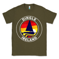 Army Green dingle ireland vintage sailboat 70s retro sunset Classic Tee - artisFamous