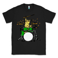 Black drummer cat music lover musician playing the drums Classic Tee - artisFamous