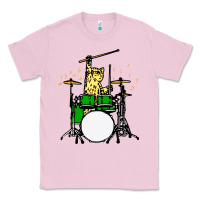 Bubblegum Pink drummer cat music lover musician playing the drums Classic Tee - artisFamous