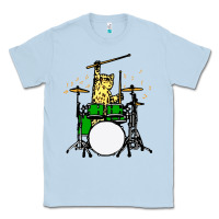 Dusty Blue drummer cat music lover musician playing the drums Classic Tee - artisFamous