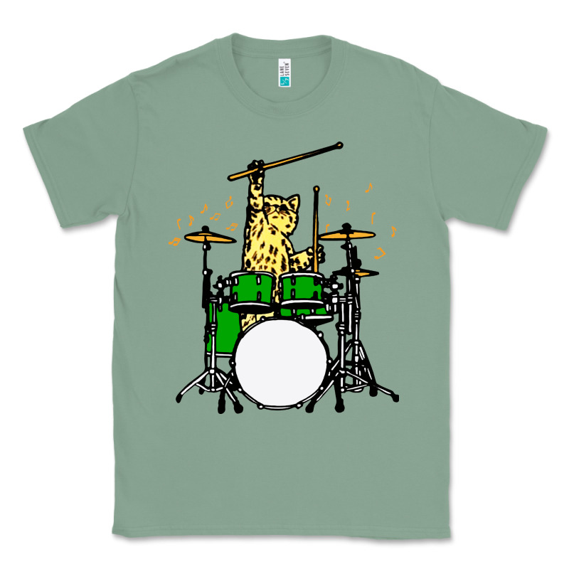 Drummer Cat Music Lover Musician Playing The Drums Classic Tee by artisFamous | Teevron