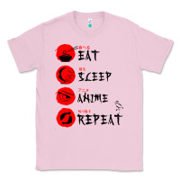 Bubblegum Pink eat sleep anime repeat japanese Classic Tee - artisFamous