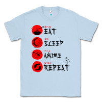 Dusty Blue eat sleep anime repeat japanese Classic Tee - artisFamous