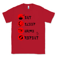 Red eat sleep anime repeat japanese Classic Tee - artisFamous
