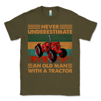 Army Green never underestimate an old man with a tractor retro vintage Classic Tee - artisFamous