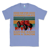 Colony Blue never underestimate an old man with a tractor retro vintage Classic Tee - artisFamous