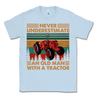 Dusty Blue never underestimate an old man with a tractor retro vintage Classic Tee - artisFamous