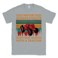 Heather Grey never underestimate an old man with a tractor retro vintage Classic Tee - artisFamous