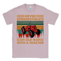 Lilac never underestimate an old man with a tractor retro vintage Classic Tee - artisFamous