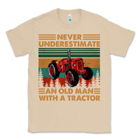 Mushroom never underestimate an old man with a tractor retro vintage Classic Tee - artisFamous